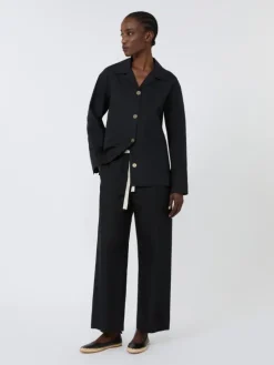 Cotton drawstring trousers - BLACK