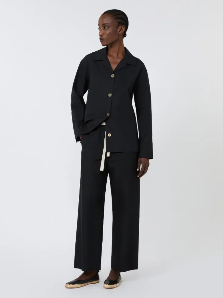 Cotton drawstring trousers - BLACK