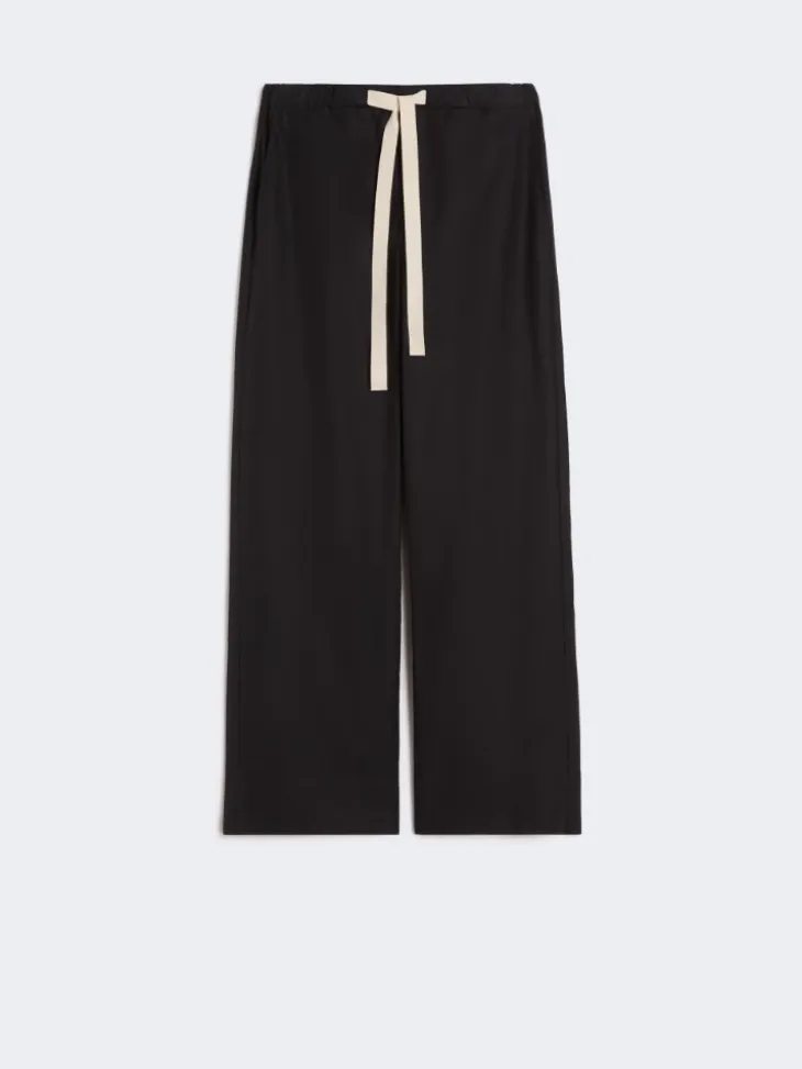 Cotton drawstring trousers - BLACK