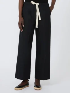 Cotton drawstring trousers - BLACK