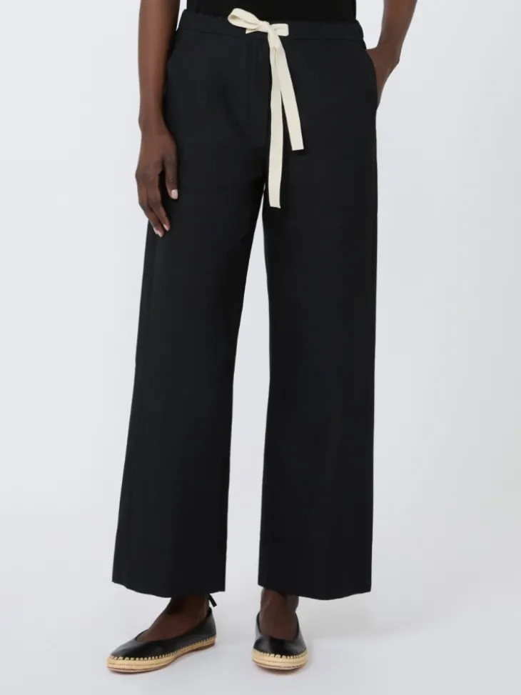 Cotton drawstring trousers - BLACK