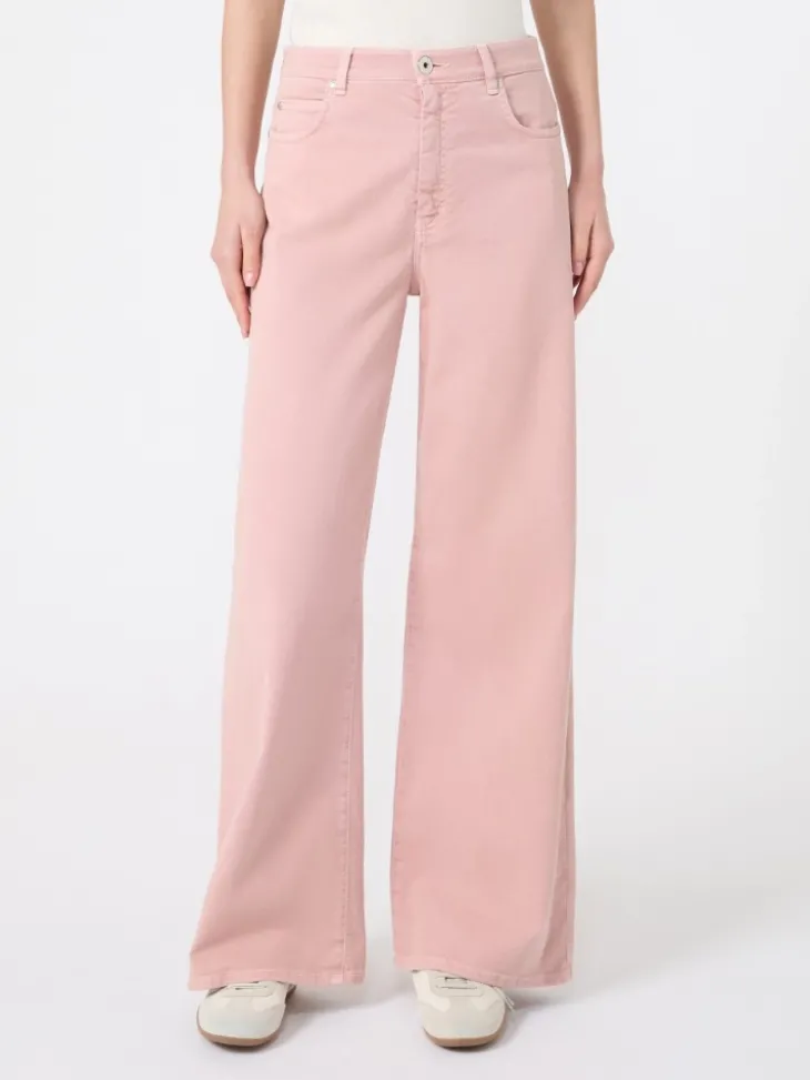 Cotton drill wide-leg trousers - PINK