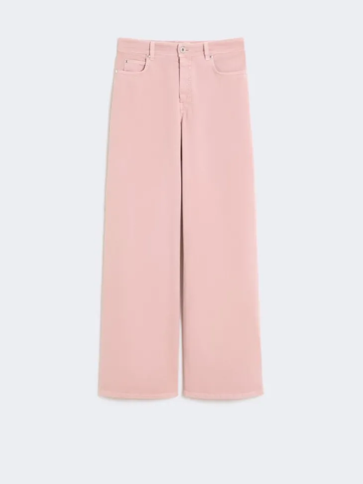 Cotton drill wide-leg trousers - PINK