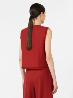 Cotton gabardine jersey gilet - RED