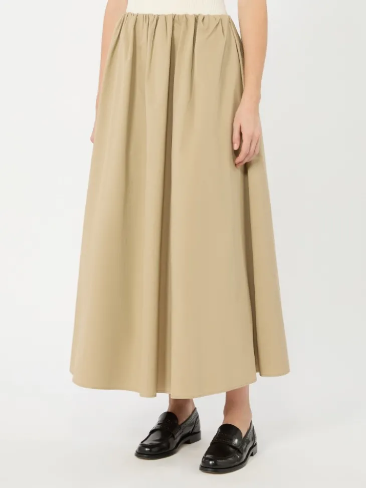 Cotton gabardine skirt - BEIGE