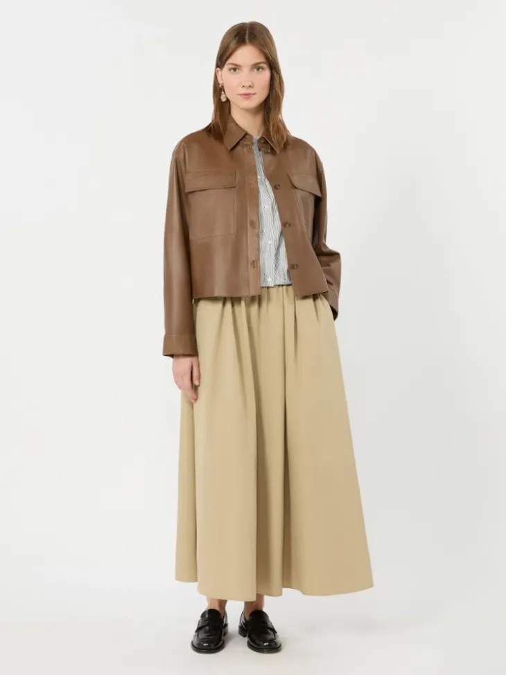Cotton gabardine skirt - BEIGE