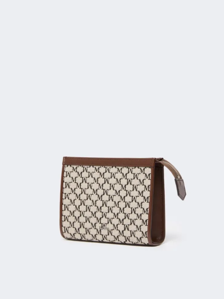 Cotton jacquard extra small pouch - BLACK