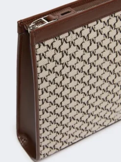 Cotton jacquard medium pouch - BLACK