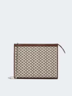 Cotton jacquard medium pouch - BLACK