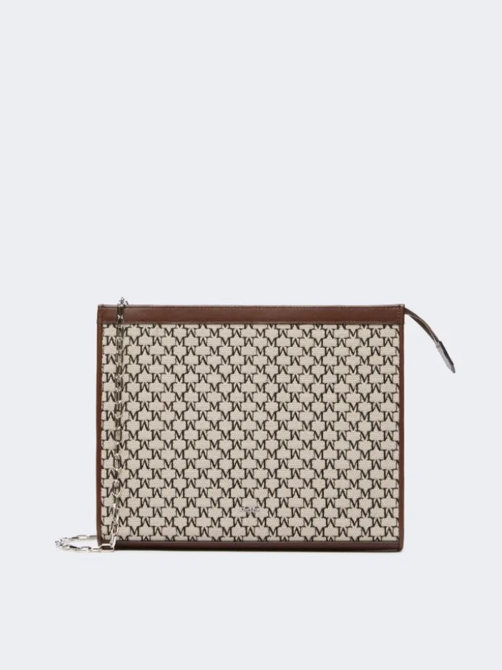 Cotton jacquard medium pouch - BLACK