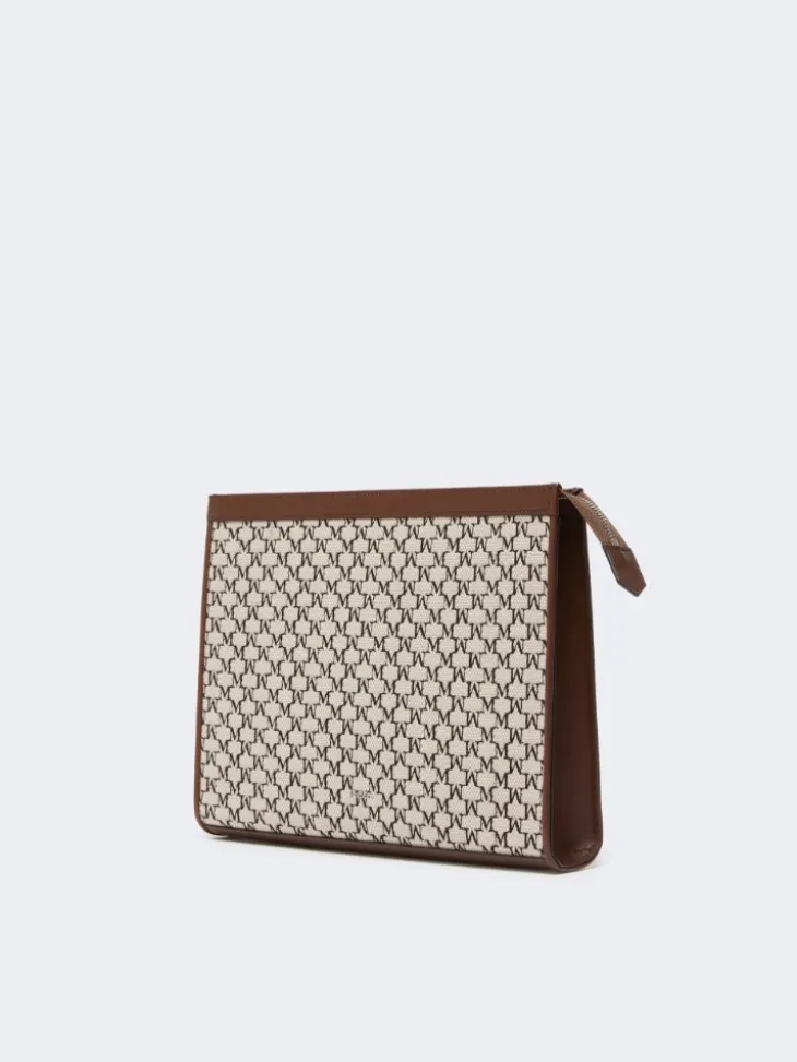 Cotton jacquard medium pouch - BLACK