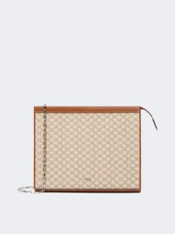 Cotton jacquard medium pouch - HAZELNUT BROWN