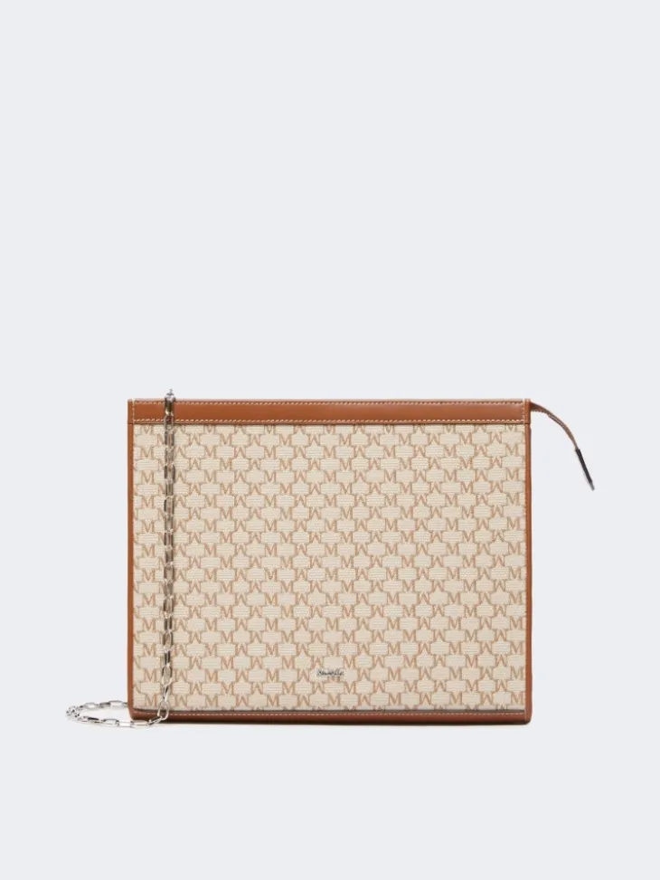 Cotton jacquard medium pouch - HAZELNUT BROWN