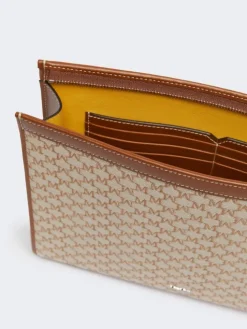 Cotton jacquard medium pouch - HAZELNUT BROWN