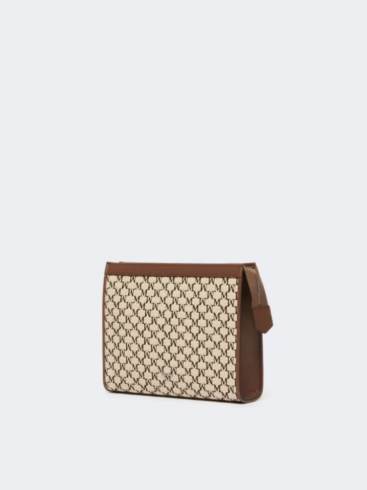 Cotton jacquard small pouch - BLACK