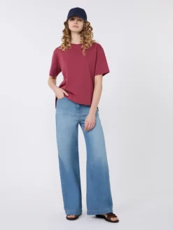 Cotton jersey boxy T-shirt - CHERRY