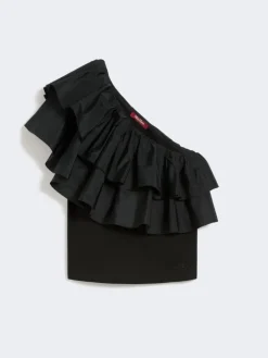 Cotton jersey couture top - BLACK