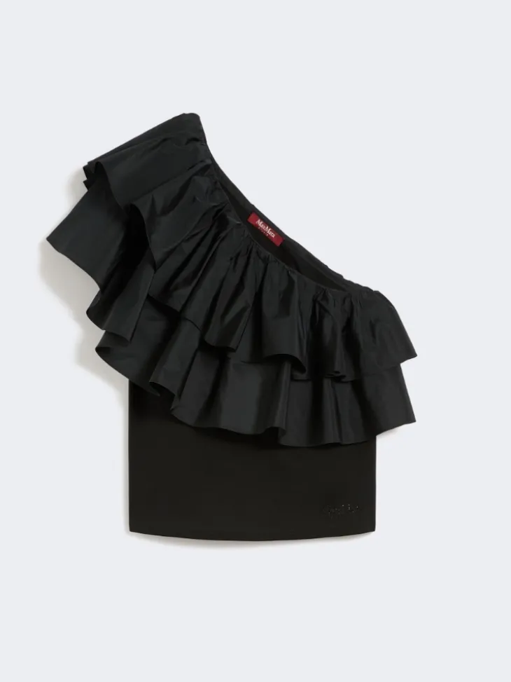 Cotton jersey couture top - BLACK