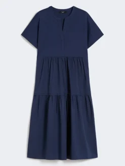 Cotton jersey flounce dress - NAVY