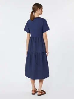 Cotton jersey flounce dress - NAVY