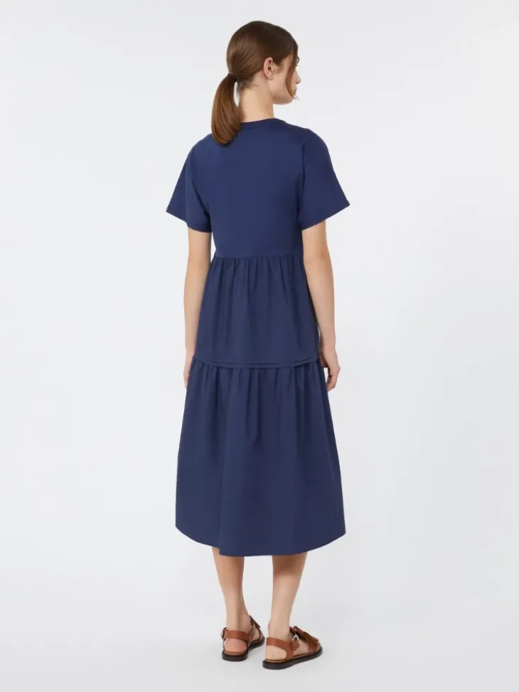 Cotton jersey flounce dress - NAVY