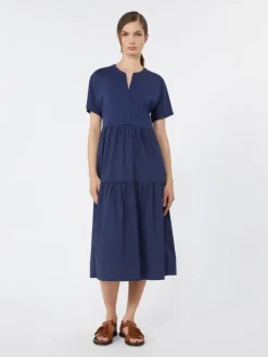 Cotton jersey flounce dress - NAVY