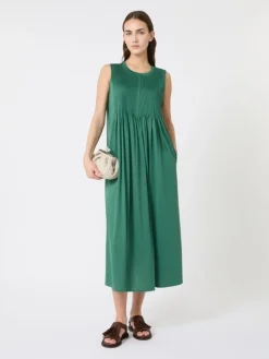 Cotton jersey fluid dress - GREEN