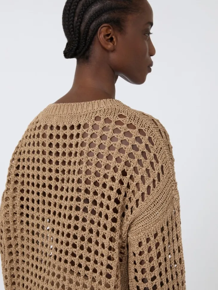 Cotton mesh jumper - DESERT