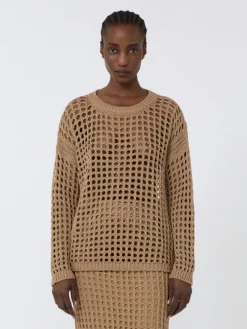 Cotton mesh jumper - DESERT