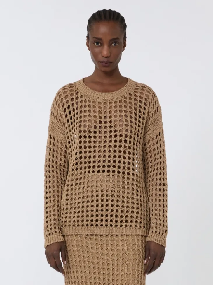 Cotton mesh jumper - DESERT