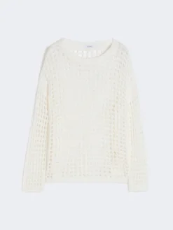 Cotton mesh jumper - OPTICAL WHITE