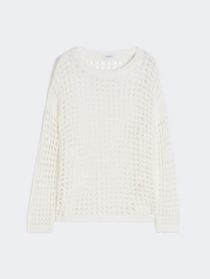 Cotton mesh jumper - OPTICAL WHITE