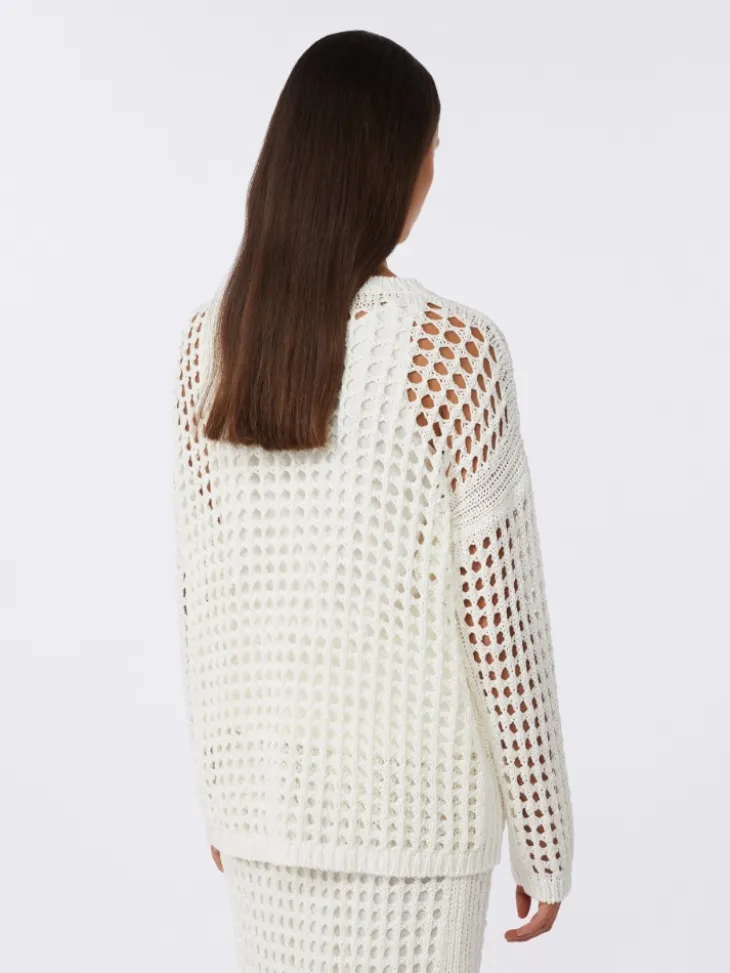 Cotton mesh jumper - OPTICAL WHITE