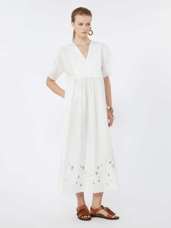 Cotton poplin and jersey dress - WHITE