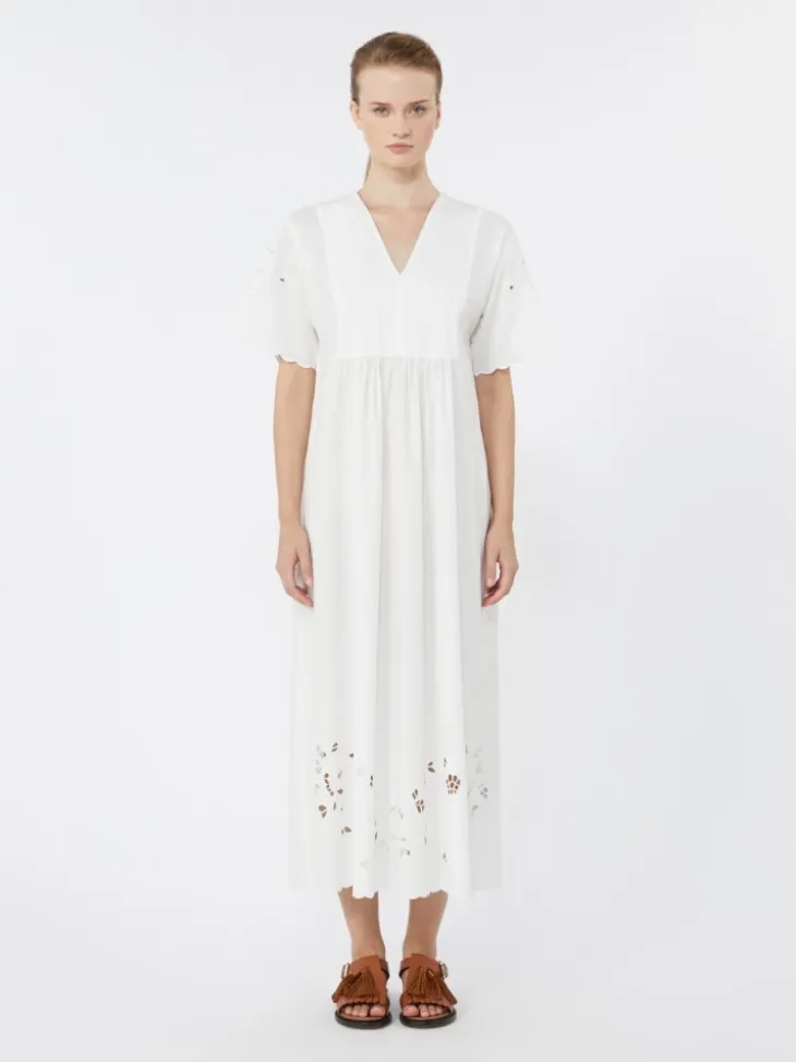 Cotton poplin and jersey dress - WHITE