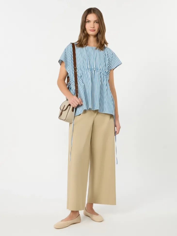 Cotton poplin blouse - CORNFLOWER BLUE