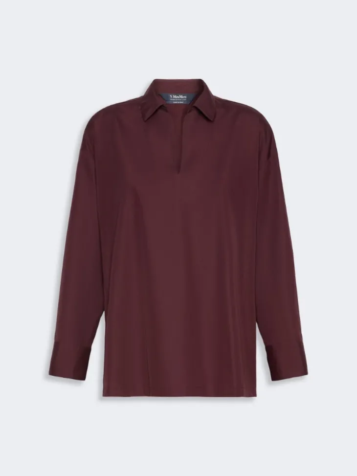 Cotton poplin blouse - DARK RED