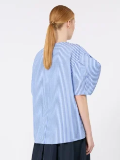 Cotton poplin blouse - LIGHT BLUE