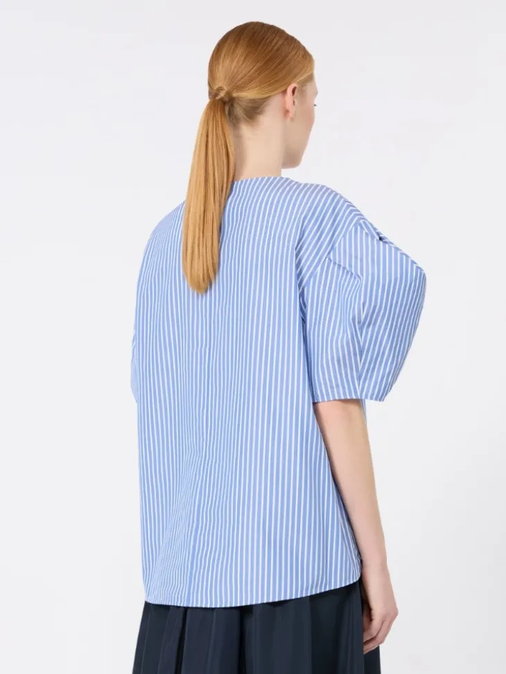 Cotton poplin blouse - LIGHT BLUE