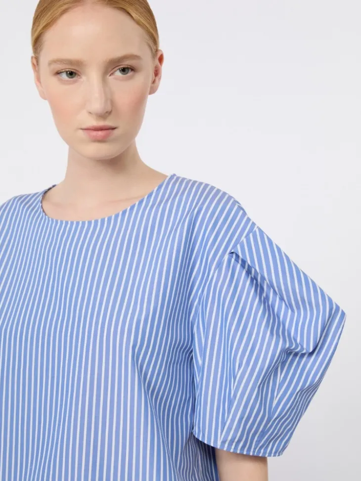 Cotton poplin blouse - LIGHT BLUE