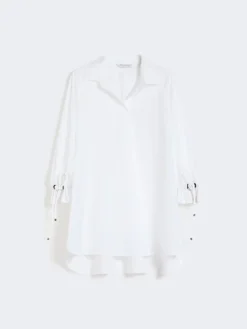 Cotton poplin blouse - OPTICAL WHITE