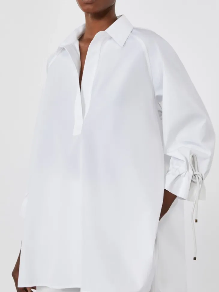 Cotton poplin blouse - OPTICAL WHITE