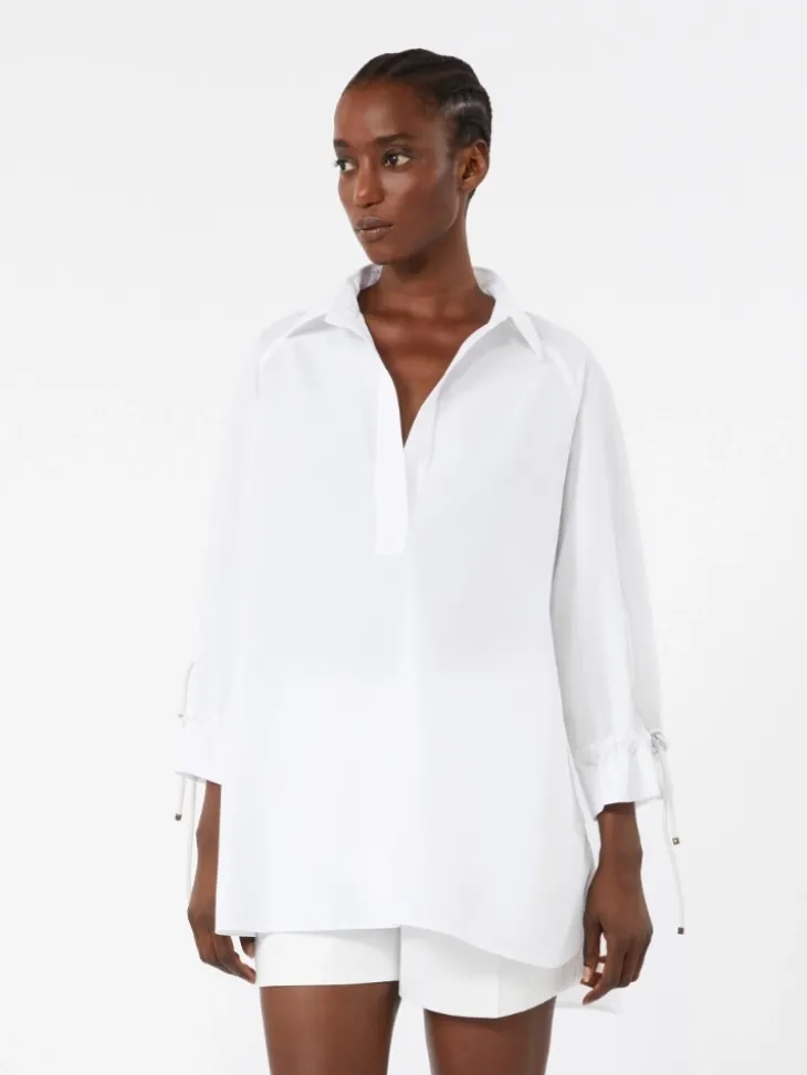 Cotton poplin blouse - OPTICAL WHITE