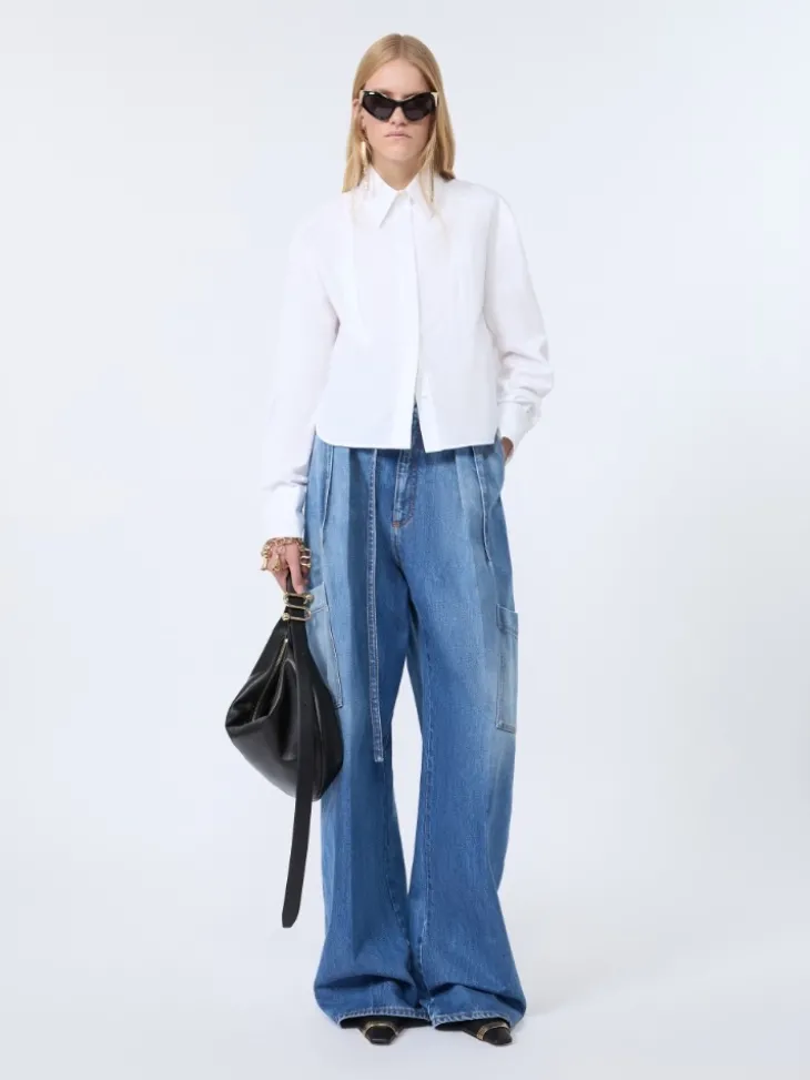 Cotton poplin boxy shirt - OPTICAL WHITE