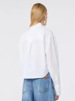 Cotton poplin boxy shirt - OPTICAL WHITE