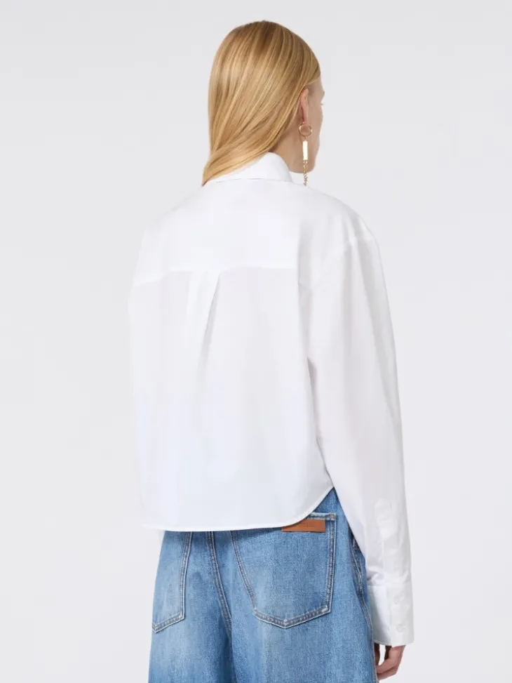 Cotton poplin boxy shirt - OPTICAL WHITE