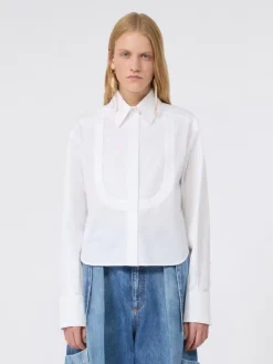 Cotton poplin boxy shirt - OPTICAL WHITE