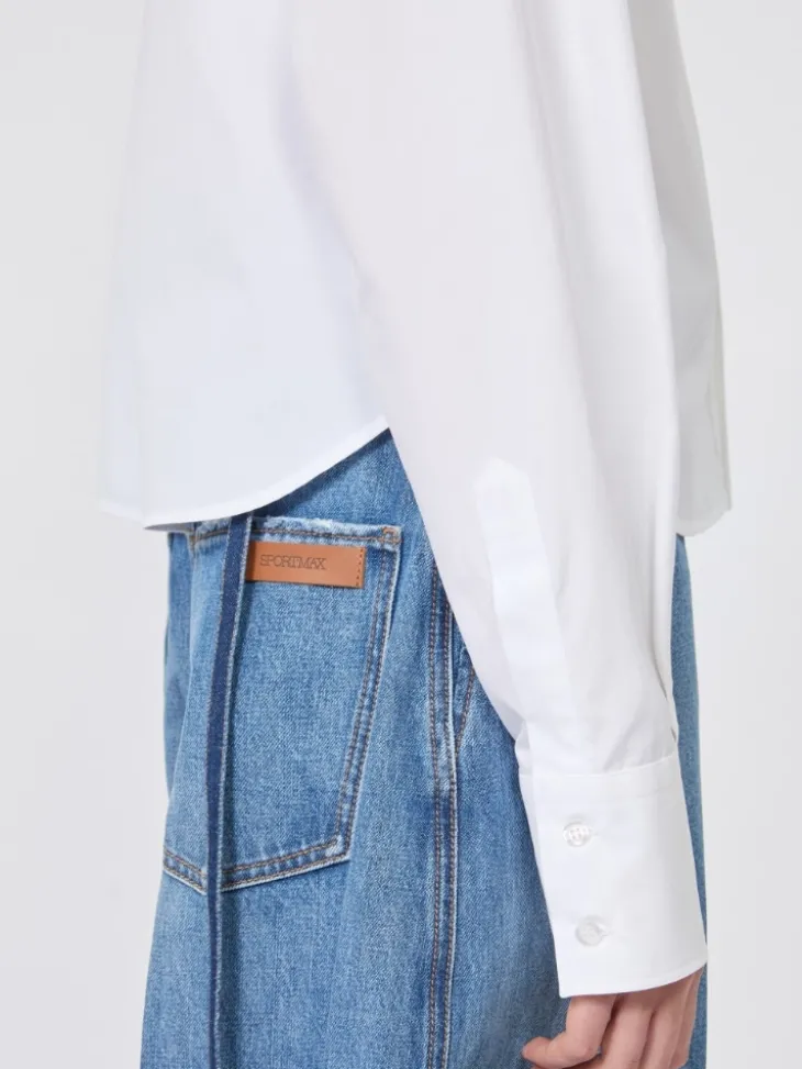 Cotton poplin boxy shirt - OPTICAL WHITE