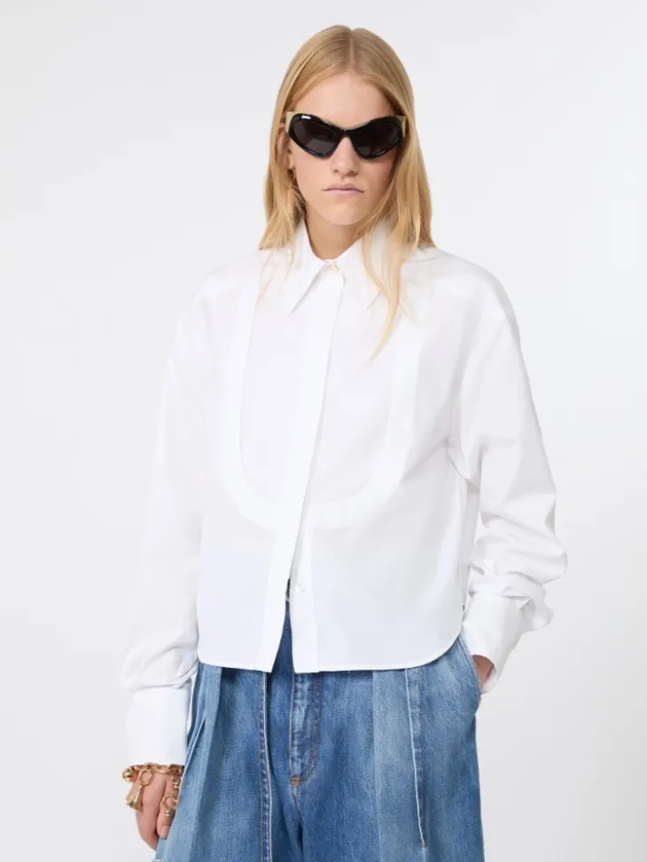 Cotton poplin boxy shirt - OPTICAL WHITE