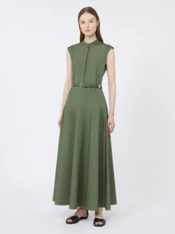 Cotton poplin circle dress - KAKI